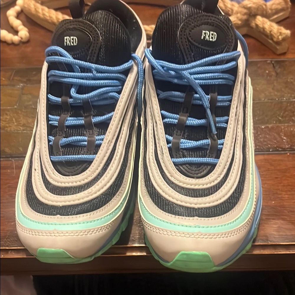 Fred Black and Blue Sneakers with Wavy Design